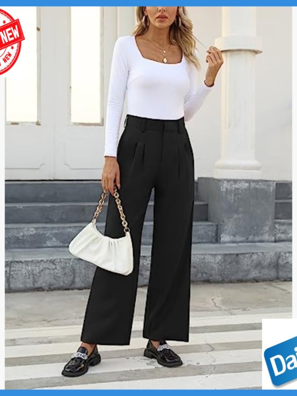 High Waisted Work Pants Business Casual Office Trousers with Pockets - Picture 3 of 7